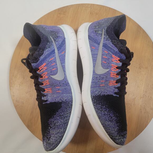 Nike Free RN Flyknit 2017 Running Sneakers Shoes Women 6.5 Purple Orange - Picture 9 of 14